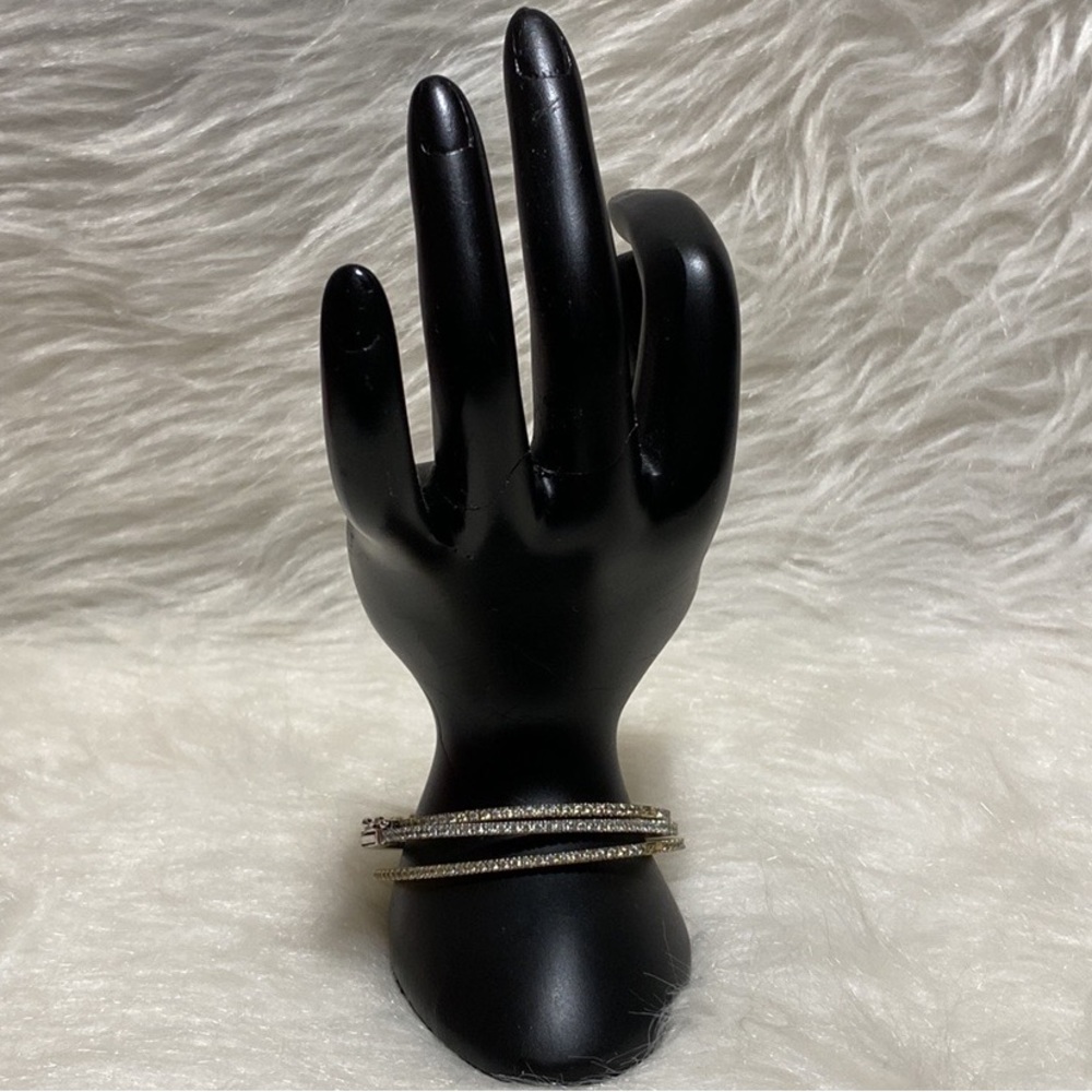 Cubic Zirconia Stackable Hinge Bangle Bracelets - image 2